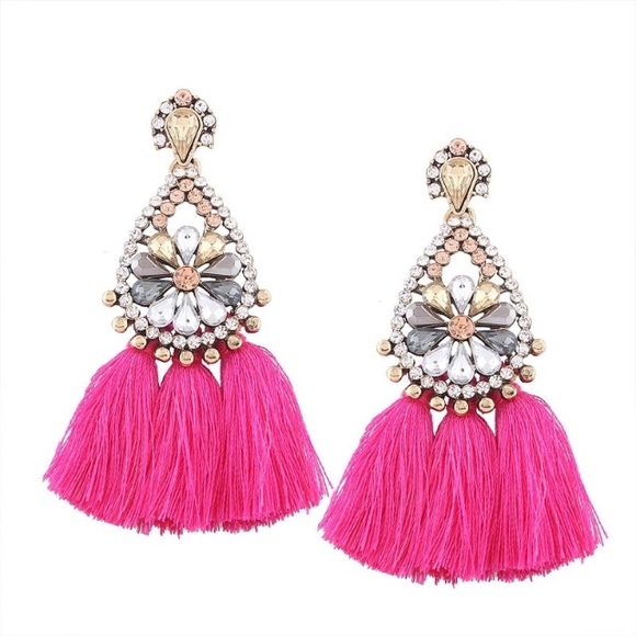 💙💎GRATEFUL💙MAKER💎💙 Jewelry - NEW!💙💎FUSCIA!💗BIG BEAUTIFUL TASSEL EARRINGS💎💙